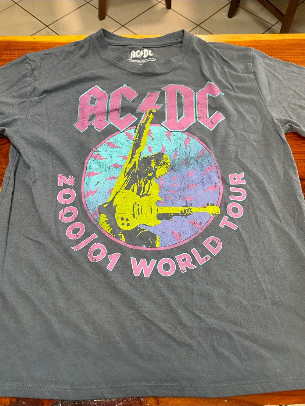 AC/DC Kids'Gray Tour T-Shirt - 2000/01 World Tour Design T1